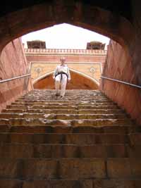 Walking down steps