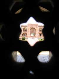 View through Mini-Taj stone latticework